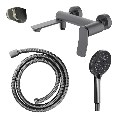 Смеситель для ванны Azario Escaro с ручным душем, керамический картридж, шланг 150 см, графит (AZ-K3074GR)